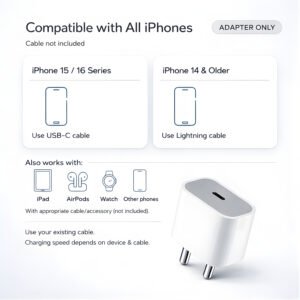 20W Type-C Fast Charger Adapter (MFi-Certified), Compatible with iPhone 17 Series/16 Series/15/14/13/12/11/X/XR/SE, 1 Year Warranty - Image 4