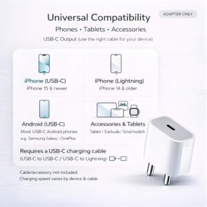 20W Type-C Fast Charger Adapter (MFi-Certified), Compatible with iPhone 17 Series/16 Series/15/14/13/12/11/X/XR/SE, 1 Year Warranty - Image 8