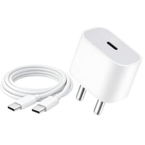 20W Fast Charger (MFi-Certified) Type-C Adapter with Type-C to C Cable, BIS Certified, Compatible with iPhone 15/16/17 Series, 1 Year Warranty