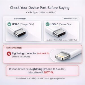 20W Fast Charger (MFi-Certified) Type-C Adapter with Type-C to C Cable, BIS Certified, Compatible with iPhone 15/16/17 Series, 1 Year Warranty - Image 3