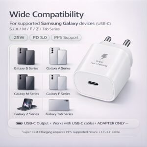 25W Charger for Samsung with Type-C to C Cable | Super Fast Charging PD Adapter for Galaxy S26/S25 Ultra, S24 FE, A56/A36/A16, M15/M17/M55 5G, F15/F55/Z Fold & S/A/M/F/Z Series Phones - BIS Certified - Image 5