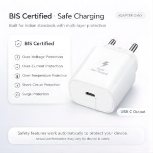 25W Charger for Samsung with Type-C to C Cable | Super Fast Charging PD Adapter for Galaxy S26/S25 Ultra, S24 FE, A56/A36/A16, M15/M17/M55 5G, F15/F55/Z Fold & S/A/M/F/Z Series Phones - BIS Certified - Image 6