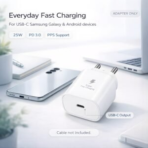25W Charger for Samsung with Type-C to C Cable | Super Fast Charging PD Adapter for Galaxy S26/S25 Ultra, S24 FE, A56/A36/A16, M15/M17/M55 5G, F15/F55/Z Fold & S/A/M/F/Z Series Phones - BIS Certified - Image 8