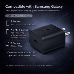 25W C-Type Super Fast Adapter (2026 Model) Compatible with Samsung Galaxy S/A/M/F/Z Series | Super Fast Charger Adapter for S25/S24/S23/ M05/M06/M16/M35/ F15/A15/F06/F34/F14/A35/A55 (25w Adapter ONLY) - Image 6