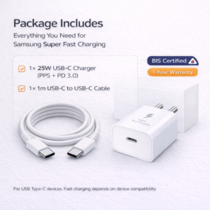 25W Charger for Samsung with Type-C to C Cable | Super Fast Charging PD Adapter for Galaxy S26/S25 Ultra, S24 FE, A56/A36/A16, M15/M17/M55 5G, F15/F55/Z Fold & S/A/M/F/Z Series Phones - BIS Certified - Image 7
