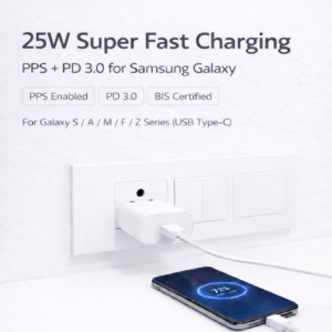 25W Charger for Samsung with Type-C to C Cable | Super Fast Charging PD Adapter for Galaxy S26/S25 Ultra, S24 FE, A56/A36/A16, M15/M17/M55 5G, F15/F55/Z Fold & S/A/M/F/Z Series Phones - BIS Certified - Image 8