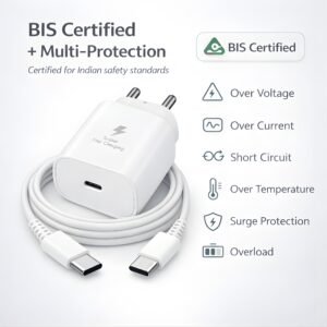 25W Charger for Samsung with Type-C to C Cable | Super Fast Charging PD Adapter for Galaxy S26/S25 Ultra, S24 FE, A56/A36/A16, M15/M17/M55 5G, F15/F55/Z Fold & S/A/M/F/Z Series Phones - BIS Certified - Image 6