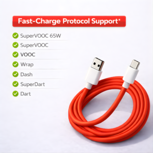 Novobit 65W SuperVOOC Fast Charger with Type-C Cable Ultra-Fast Charging for OnePlus, Realme & OPPO | Supports Warp, Dart, Dash & SuperDart | 65W Charger + Red Type-C Cable - Image 6