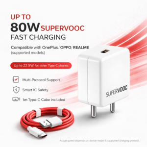 Novobit 80W SUPERVOOC Fast Charger with Type-C Cable | Ultra-Fast Charging Compatible with OnePlus, Oppo | Supports VOOC/SUPERVOOC, Warp, Dash, Dart, SuperDart, QC 3.0 (80w Combo) - Image 2