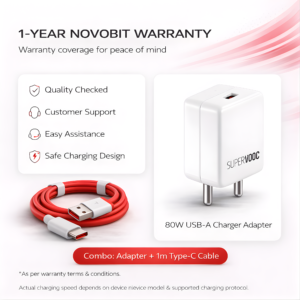 Novobit 80W SUPERVOOC Fast Charger with Type-C Cable | Ultra-Fast Charging Compatible with OnePlus, Oppo | Supports VOOC/SUPERVOOC, Warp, Dash, Dart, SuperDart, QC 3.0 (80w Combo) - Image 9